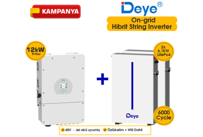 DEYE 12KW On-Grid Hibrit Trifaz Paketi LV (48V) NV012.KWGRDY.P01 DEYE 12KW On-Grid Hibrit Trifaz Paketi LV (48V) NV012.KWGRDY.P01 - Görsel 1