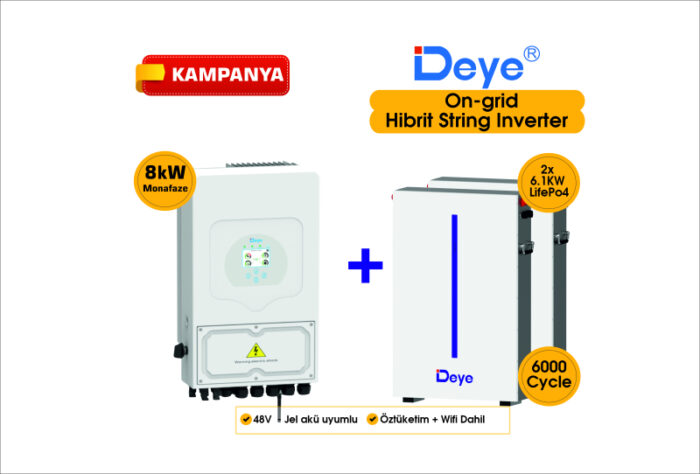 DEYE 8 KW On-Grid Hibrit Monofaze Paketi LV (48V) NV008.KWGRDY.P01 - Görsel 1