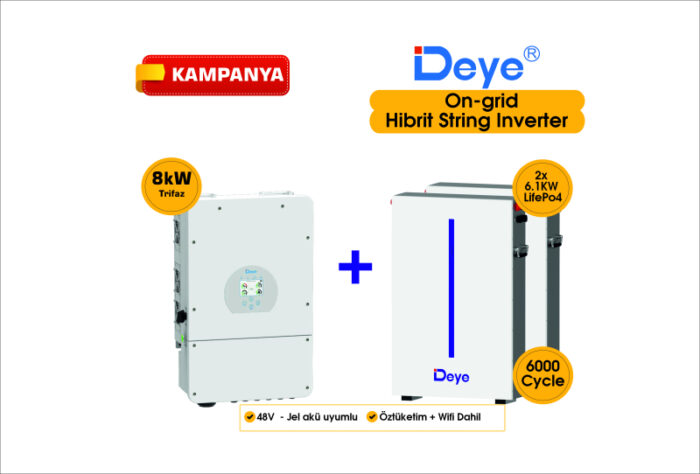 DEYE 8 KW On-Grid Hibrit Trifaz Paketi LV (48V) NV008.KWGRDY.P02 - Görsel 1